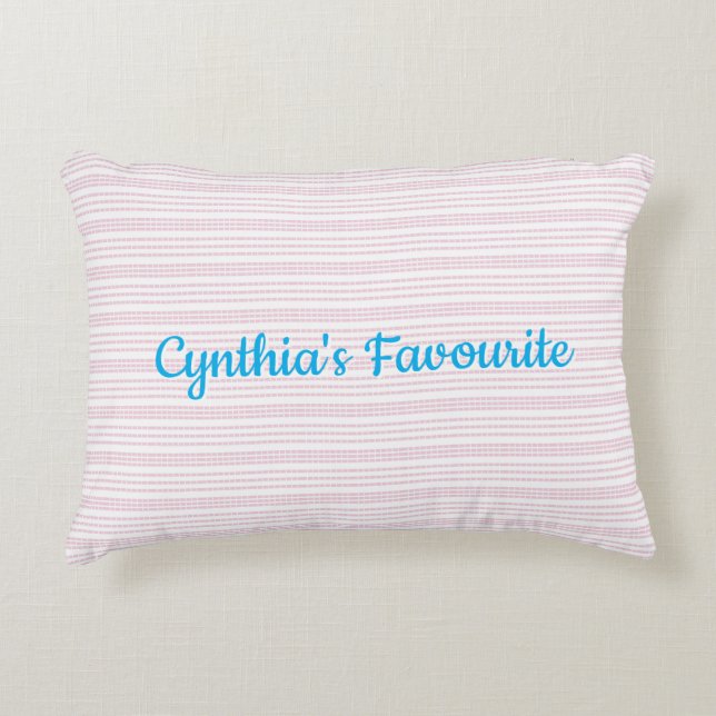 Rosa und weiße Quadrate in Streifen Dekokissen (Vorderseite)