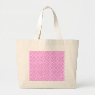 Rosa und weiße Quatrefolienmuster Jumbo Stoffbeutel