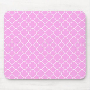 Rosa und weiße Quatrefolienmuster Mousepad