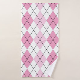 Rosa und weiße Raute Badehandtuch