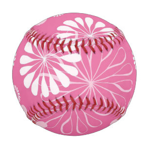Rosa und weiße Retro Blütendrucke Baseball