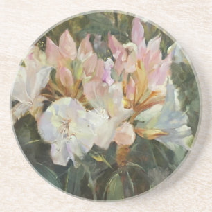 Rosa und weiße Rhododendren Tiefgrüne Foliage Getränkeuntersetzer