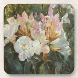 Rosa und weiße Rhododendren Tiefgrüne Foliage Getränkeuntersetzer