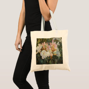 Rosa und weiße Rhododendron Deep Green Folies Tragetasche