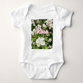Rosa und weiße Rose auf grünem Individuelle Name Baby Strampler