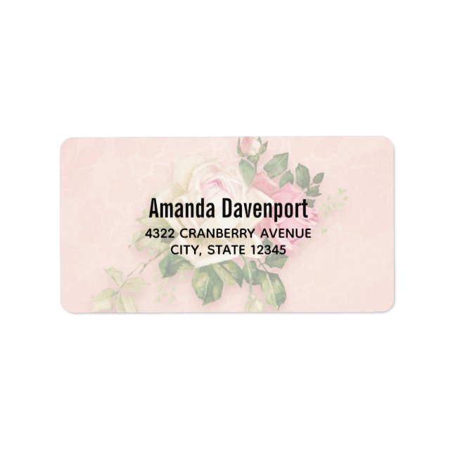 Rosa und Weiße Rose Bouquet Adressaufkleber (Vorne)