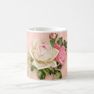 Rosa und Weiße Rose Bouquet Kaffeetasse