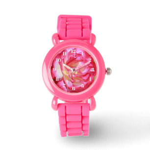 Rosa und Weiße Rose Glitzer Pink Watch Armbanduhr