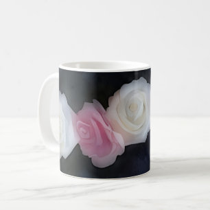 Rosa und Weiße Rosen Blume Tasse