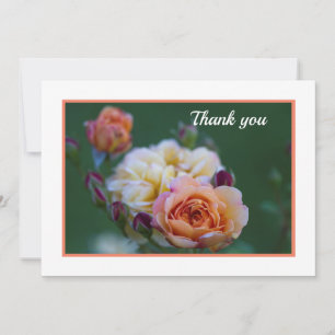Rosa und weiße Rosen Flat Danke Karte