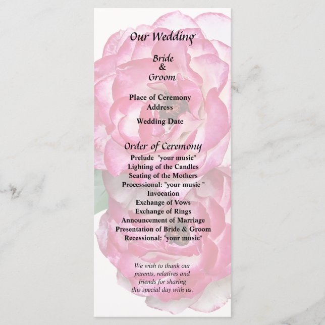 Rosa und Weiße Rosen Programm (Vorderseite)