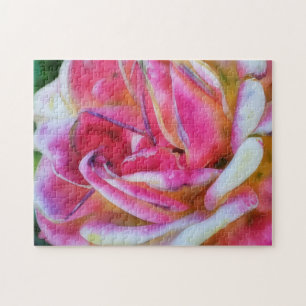 Rosa und Weiße Rosenblumen Kunstpuzzle Puzzle
