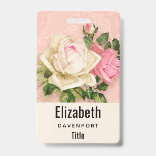 Rosa- und weiße Rosenbouquet Ausweis