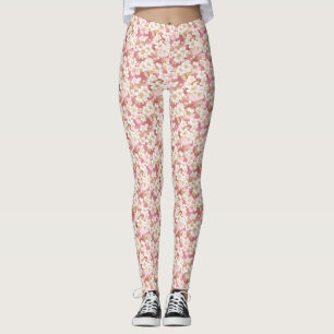 Rosa und weiße Sakura-Muster Leggings