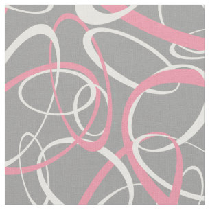 Rosa und weiße Schleifen auf grauem geometrischem  Stoff