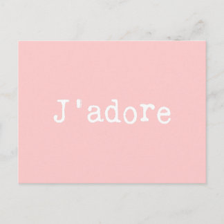 Rosa und weiße Schrift J'adore Postkarte