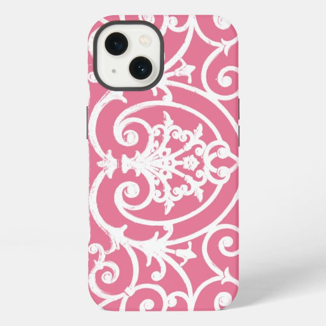 Rosa und weiße Scrollwork Case-Mate iPhone-Hülle iPhone Hülle (Rückseite)