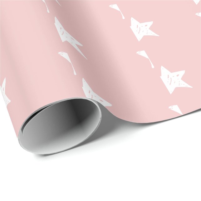 Rosa und weiße Sternchen-Vereinbarung Geschenkpapier (Rolleneckpunkt)