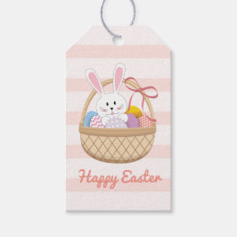 Rosa und weiße Streifen glücklich Ostern Sonne im Geschenkanhänger