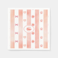 Rosa und weiße Streifen - Herz, Rose, Paw Print