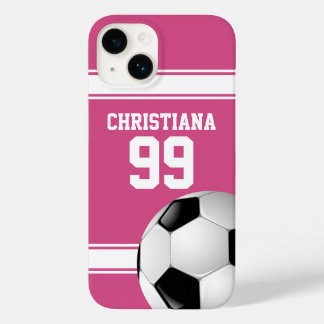 Rosa und weiße Streifen Jersey Fußball Case-Mate iPhone 14 Hülle