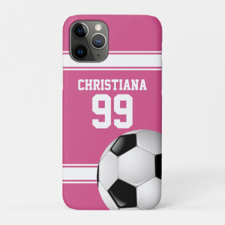 Rosa und weiße Streifen Jersey Fußball iPhone 11 Pro Hülle