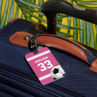 Rosa und weiße Streifen Jersey Fußball Gepäckanhänger