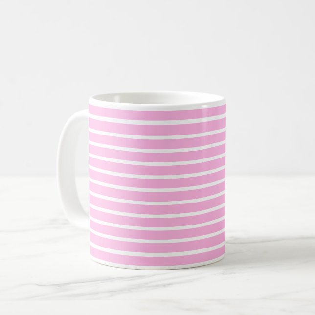 Rosa und weiße Streifen Kaffeetasse (Vorderseite Links)