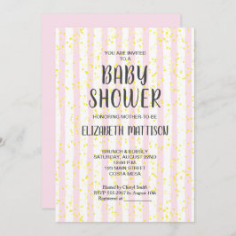 Rosa und weiße Streifen Kinderdusche Einladung