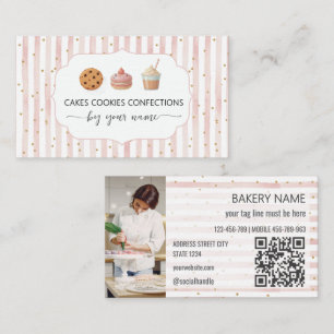 Rosa und weiße Streifen Konditor Bäckerei Visitenkarte
