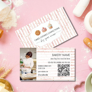 Rosa und weiße Streifen Konditor Bäckerei Visitenkarte
