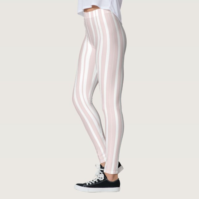 Rosa und weiße Streifen Leggings (Links)