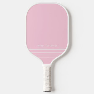 Rosa und weiße Streifen Minimaler Personalisierter Pickleball Schläger