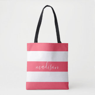 Rosa und weiße Streifen mit Name Typografie
