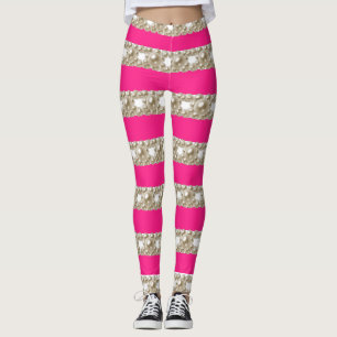 Rosa und weiße Streifen mit stilechten Perlen Leggings