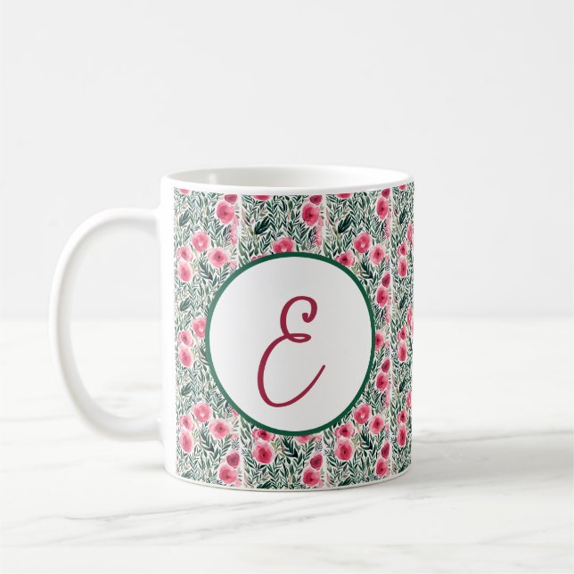 Rosa und weiße Streifen, monogramm Kaffeetasse (Links)