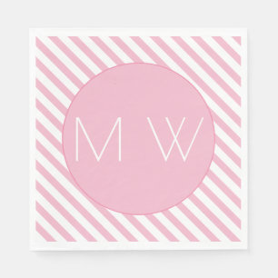 Rosa und weiße Streifen Monogramm Papier Napkins Serviette