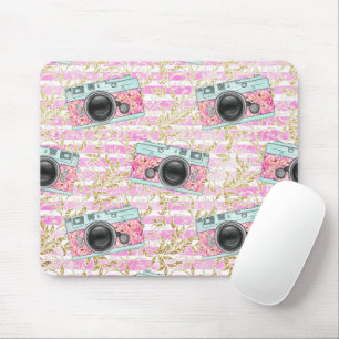 Rosa und weiße Streifen Mousepad
