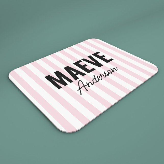 Rosa und weiße Streifen personalisiert, modern und Mousepad (Von Creator hochgeladen)