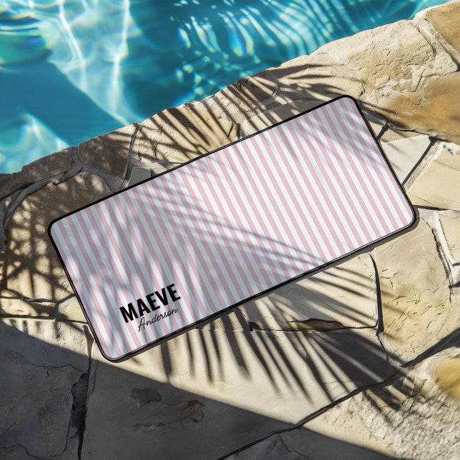 Rosa und weiße Streifen personalisiert, modern und Schreibtischunterlage (Von Creator hochgeladen)