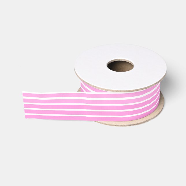 Rosa und weiße Streifen Ripsband (Spule)