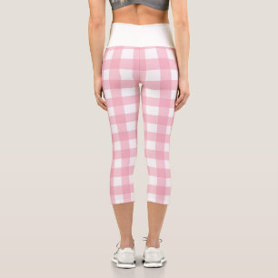 rosa und weiße Tafelmuster Capri Leggings