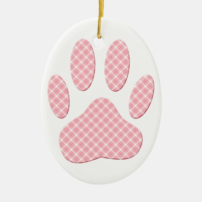 Rosa und weiße Tartan Dose Pfosten drucken Keramik Ornament (Vorne)