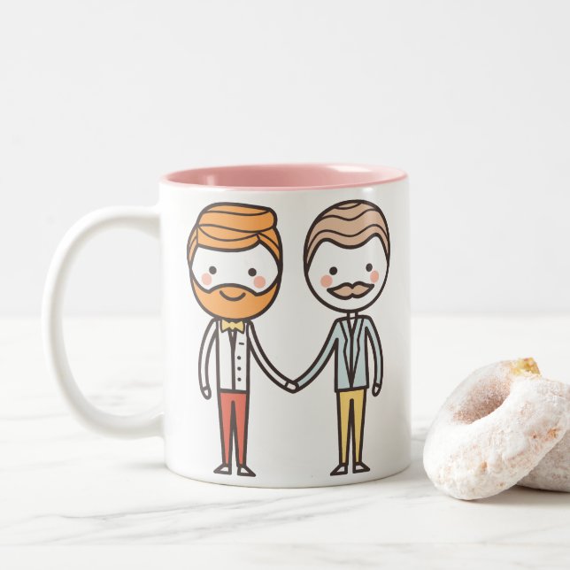 rosa und weiße Tasse Gay Pride Valentines Tages (Mit Donut)
