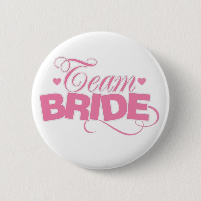 Rosa und weiße Team-Braut Button (Vorderseite)