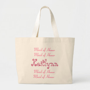 Rosa und weiße Trauzeugin-Hochzeits-Tasche Jumbo Stoffbeutel