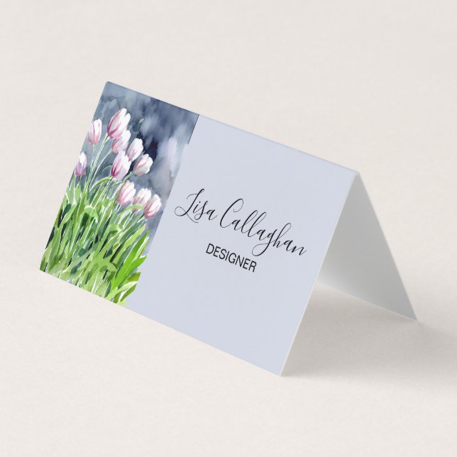 Rosa und weiße Tulpen Visitenkarten (Vorderseite)