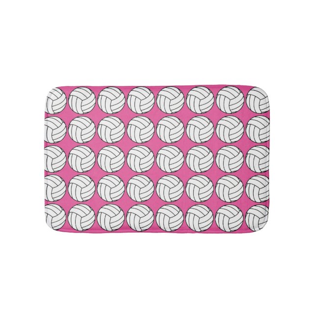 Rosa und weiße Volleyball-Bad-Matte Badematte (Vorderseite)