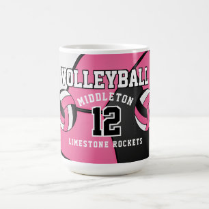 Rosa und Weiße Volleyball Sport Kaffeetasse