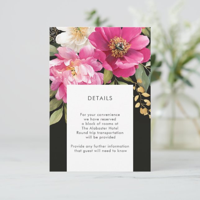 Rosa und weiße Wasserfarben - Blumendetails Begleitkarte (Stehend Vorderseite)